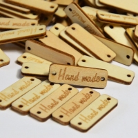 Knopfetikette | handmade rechteckig | Holz natur
